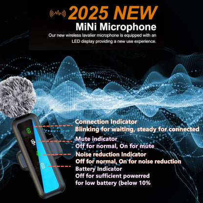 Wireless Lavalier Microphone for iPhone/iPad/Android Smartphones, Plug-and-Play Portable USB-C Lapel Mic for Audio/Video Recording, Mini Wireless Microphone for Live Streams, Interviews,Teaching, Vlog, YouTube,Tiktok, 2-Pack Sets, Smartphone, Rech