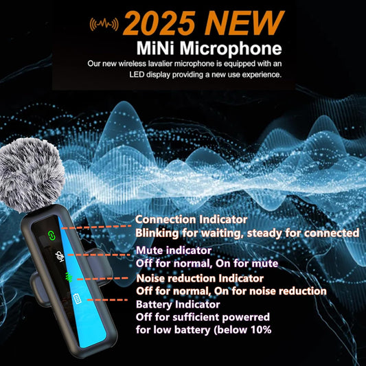 Wireless Lavalier Microphone for iPhone/iPad/Android Smartphones, Plug-and-Play Portable USB-C Lapel Mic for Audio/Video Recording, Mini Wireless Microphone for Live Streams, Interviews,Teaching, Vlog, YouTube,Tiktok, 2-Pack Sets, Smartphone, Rech
